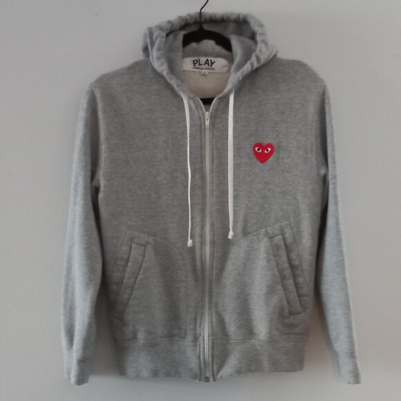PLAY COMME DES GARCONS grey full zip hoodie size s - Picture 1 of 13
